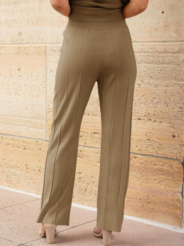 Round Neck Cap Sleeve Top and Pants Knit Set - Image 2